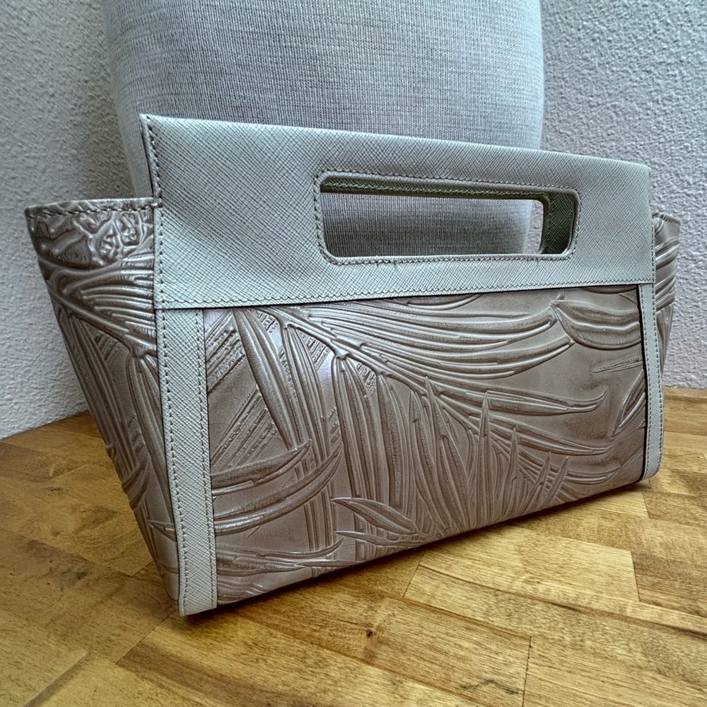 Brahmin Mod Claire Clutch Moonlight Metallic Palm Embossed Leather - Picture 14 of 16